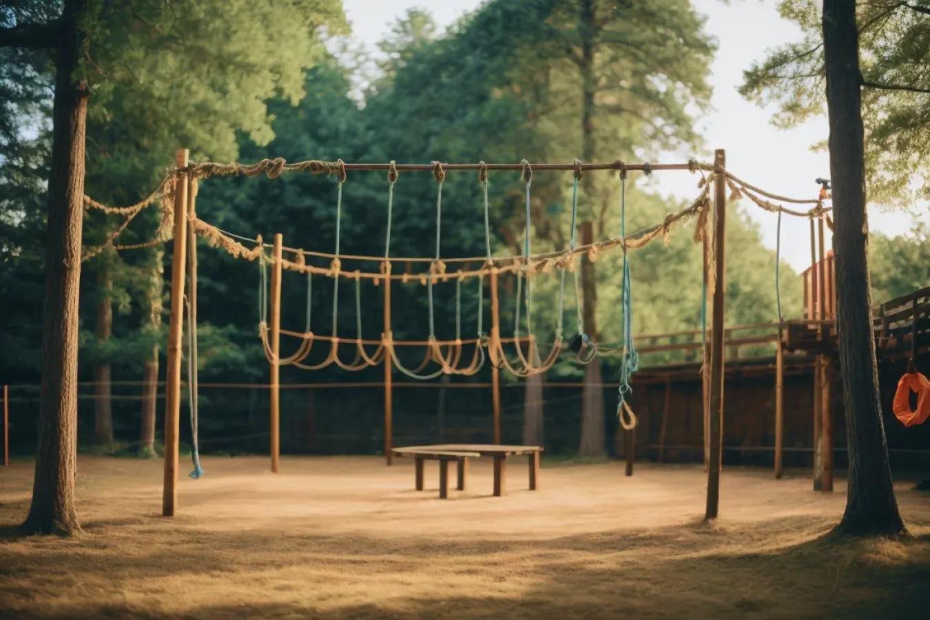 Rope course obstacle activity at Veda Adventures Park